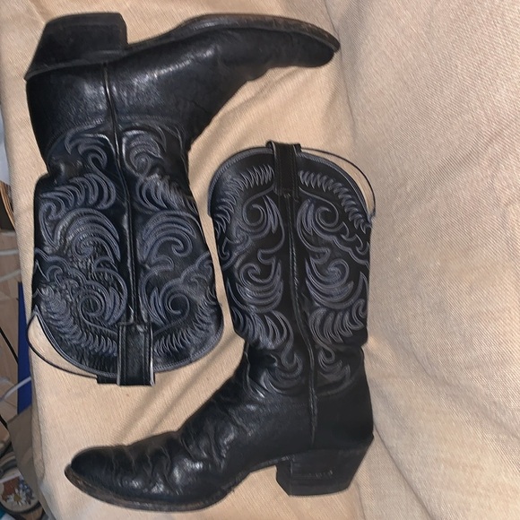 🩸PRICE DROP Vintage OLATHE Bullhide Elephant Print Exotic Leather Boots Size 9.5 - Picture 5 of 8